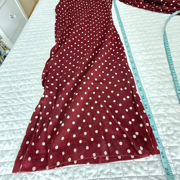 Band Of The Free Burgundy Polka Dot Puff Sleeve Maxi Jumpsuit Womens S/M - Picture 15 of 15